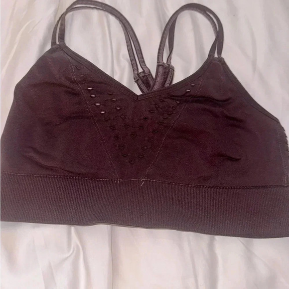 Victoria Sport Laser Cut Seamless Sports Bra Medium Wine Color Yoga Pilates - Picture 8 of 9